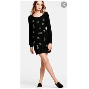Victoria's Secret Black Shiny Beaded Knit Long Sleeve Sweater Shirt Dress Small